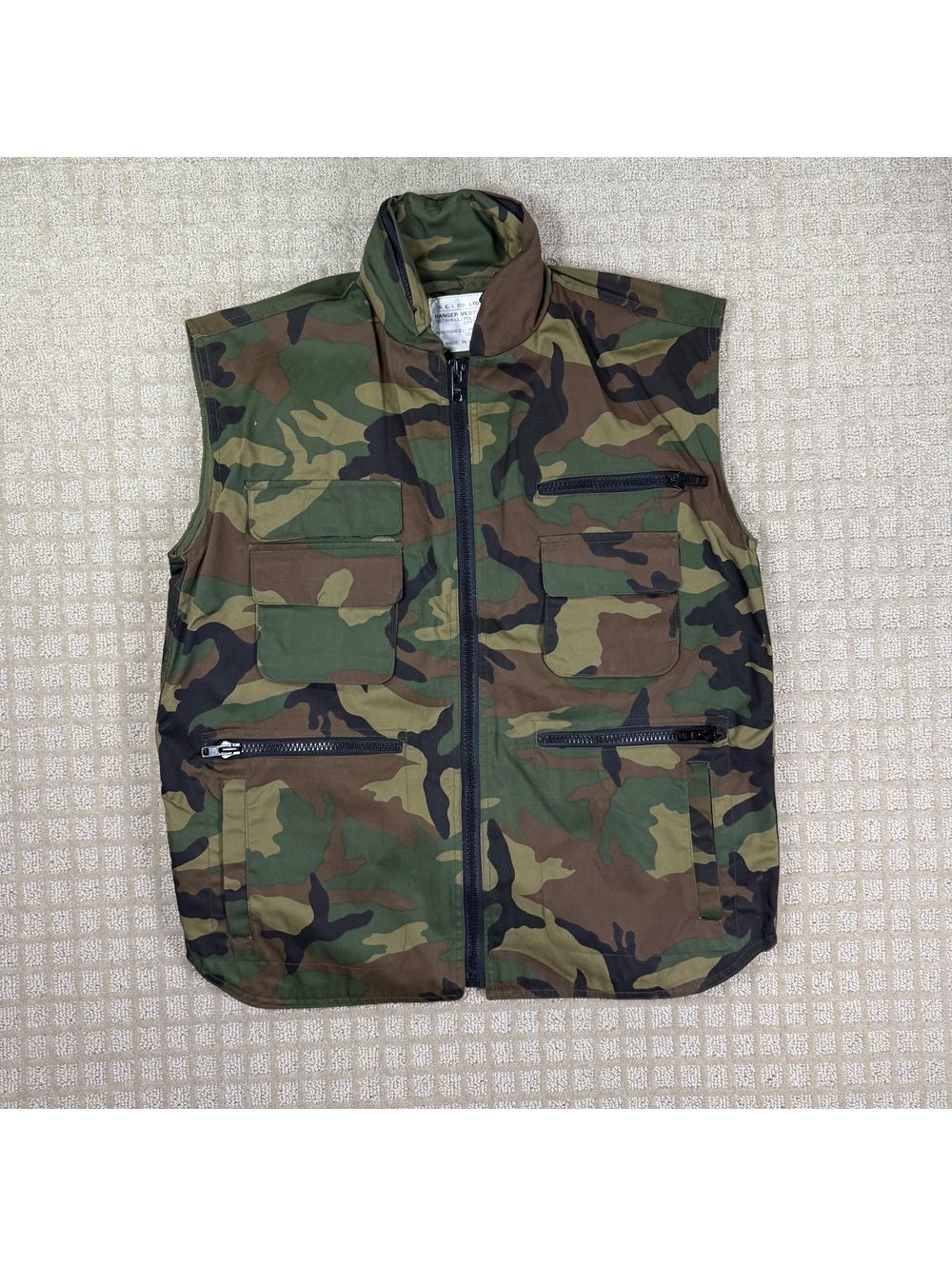 Vintage Camo Ranger Hunting Vest Made In Korea L